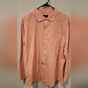 Men's Tommy Bahama Long Sleve Salmon Button Down Shirt XL Silk And Cotton Blend